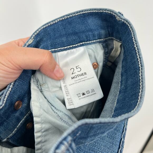 Mother The Stunner Ankle Fray Jeans in Graffiti Girl Button Fly Raw Hem - Picture 9 of 10